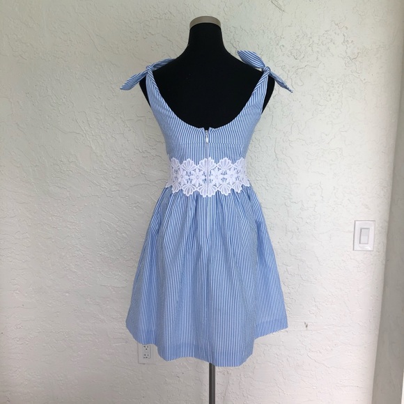 Lilly Pulitzer Tessa Dress Coastal Seersucker Blue - Picture 6 of 9